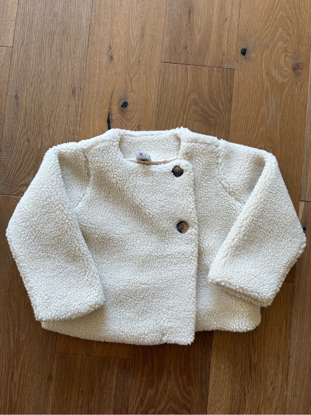 Hanna Andersson Cream Sherpa Button-Front Jacket